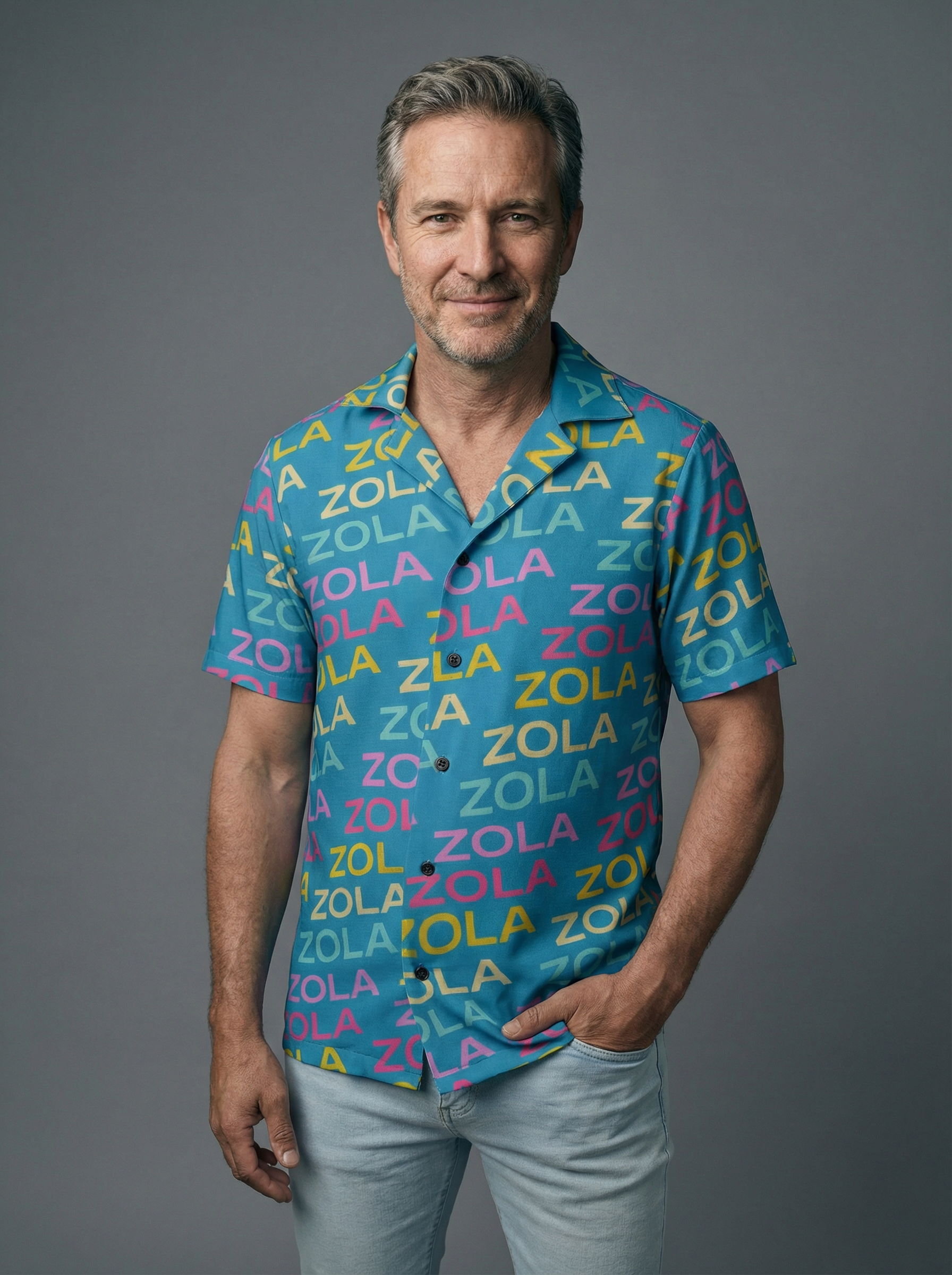 Zola Men's Hawaiian Camp Shirt (Turquoise)