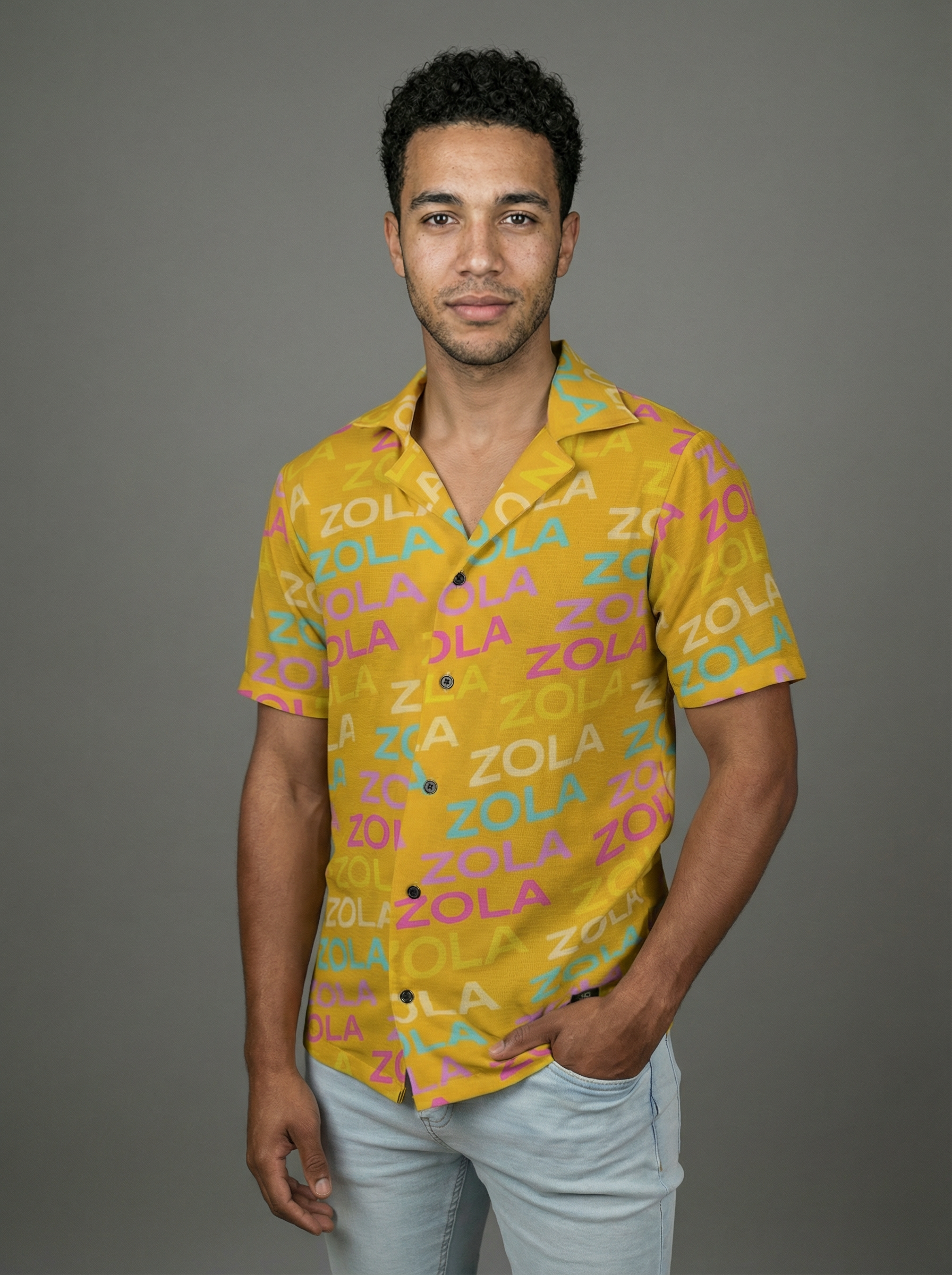 Zola Men's Hawaiian Camp Shirt (Gold)
