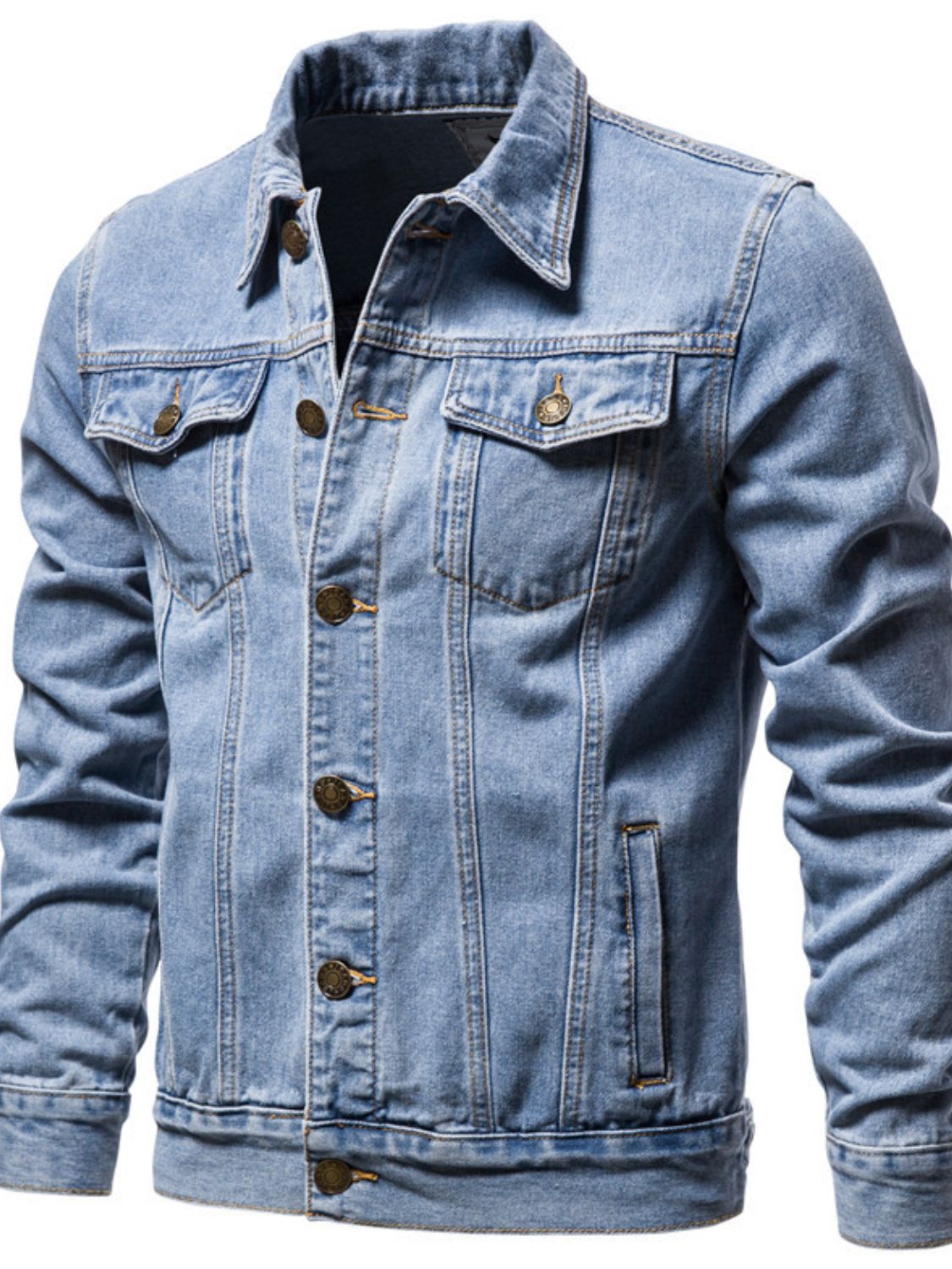 Men's Button Down Long Sleeve Denim Jacket SETEPENRA .