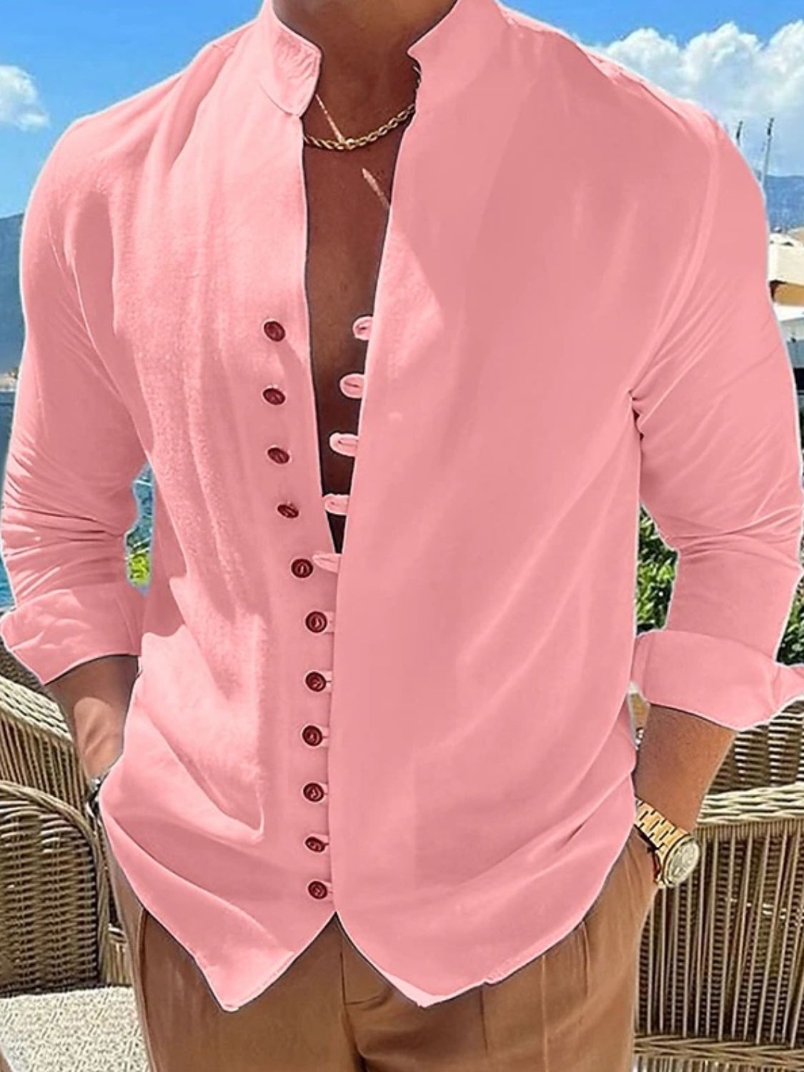 Men's Full Size Button Front Long Sleeve Shirt Plus Size SETEPENRA .