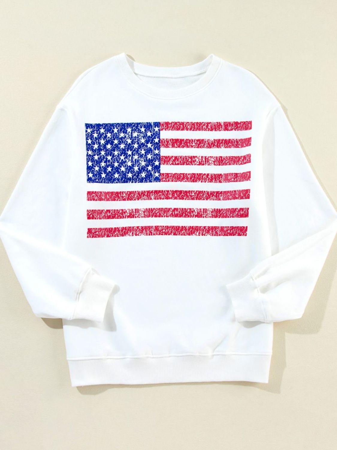 US Flag Round Neck Long Sleeve Sweatshirt SETEPENRA .
