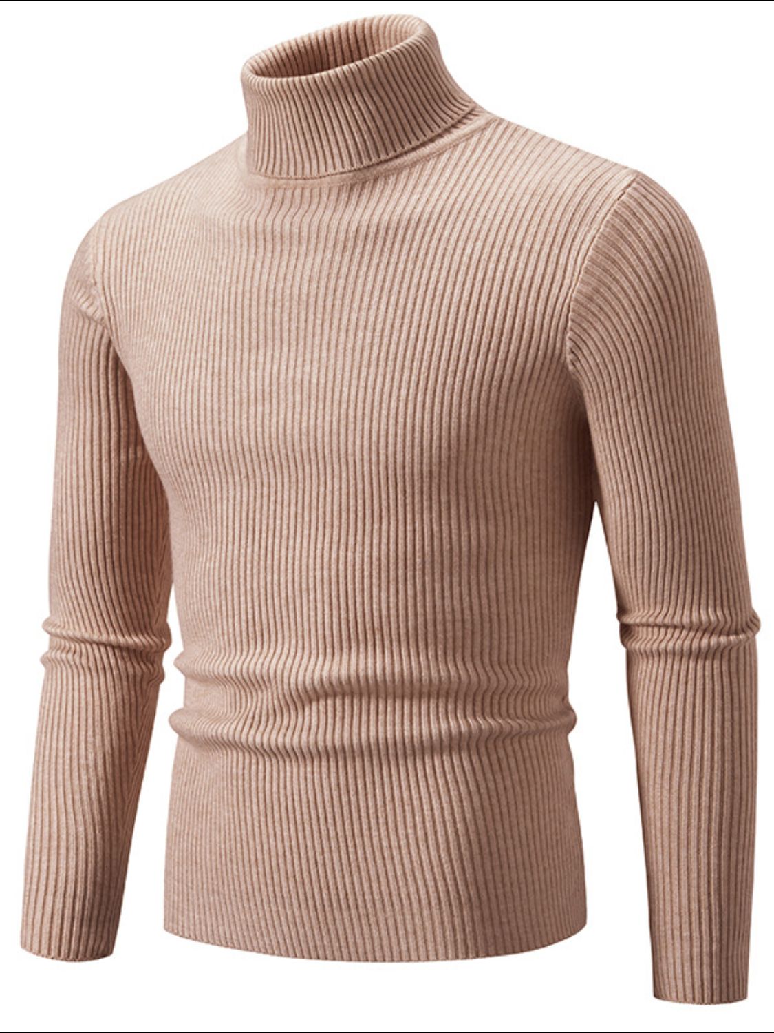 Men's Turtleneck Long Sleeve Ribbed Sweater SETEPENRA .