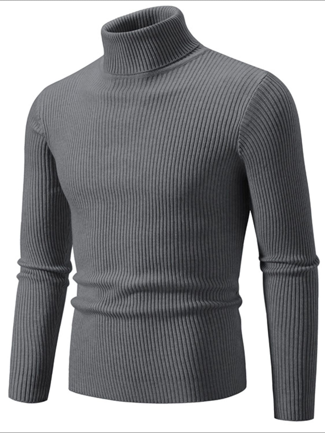 Men's Turtleneck Long Sleeve Ribbed Sweater SETEPENRA .