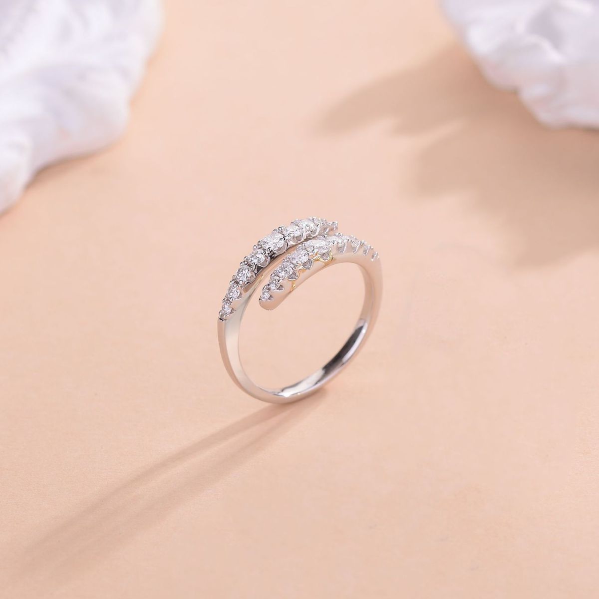 925 Sterling Silver Moissanite Bypass Ring SETEPENRA .