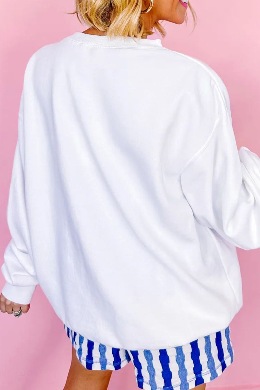 US Flag Round Neck Long Sleeve Sweatshirt SETEPENRA .