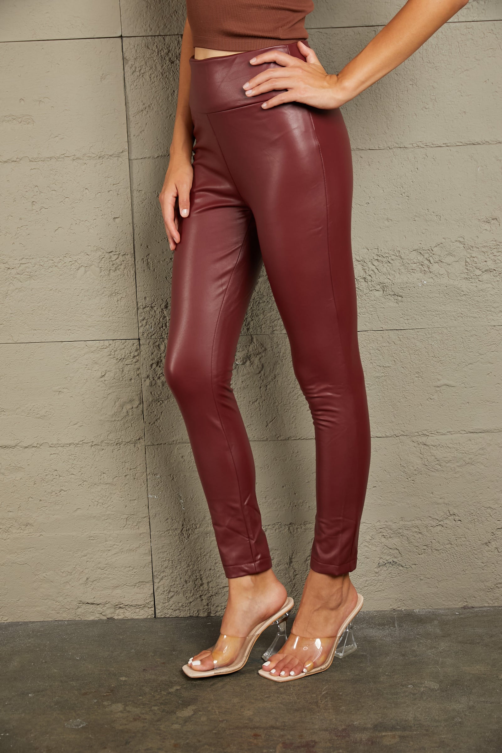 Ivy Lane PU High Waist Straight Pants SETEPENRA .