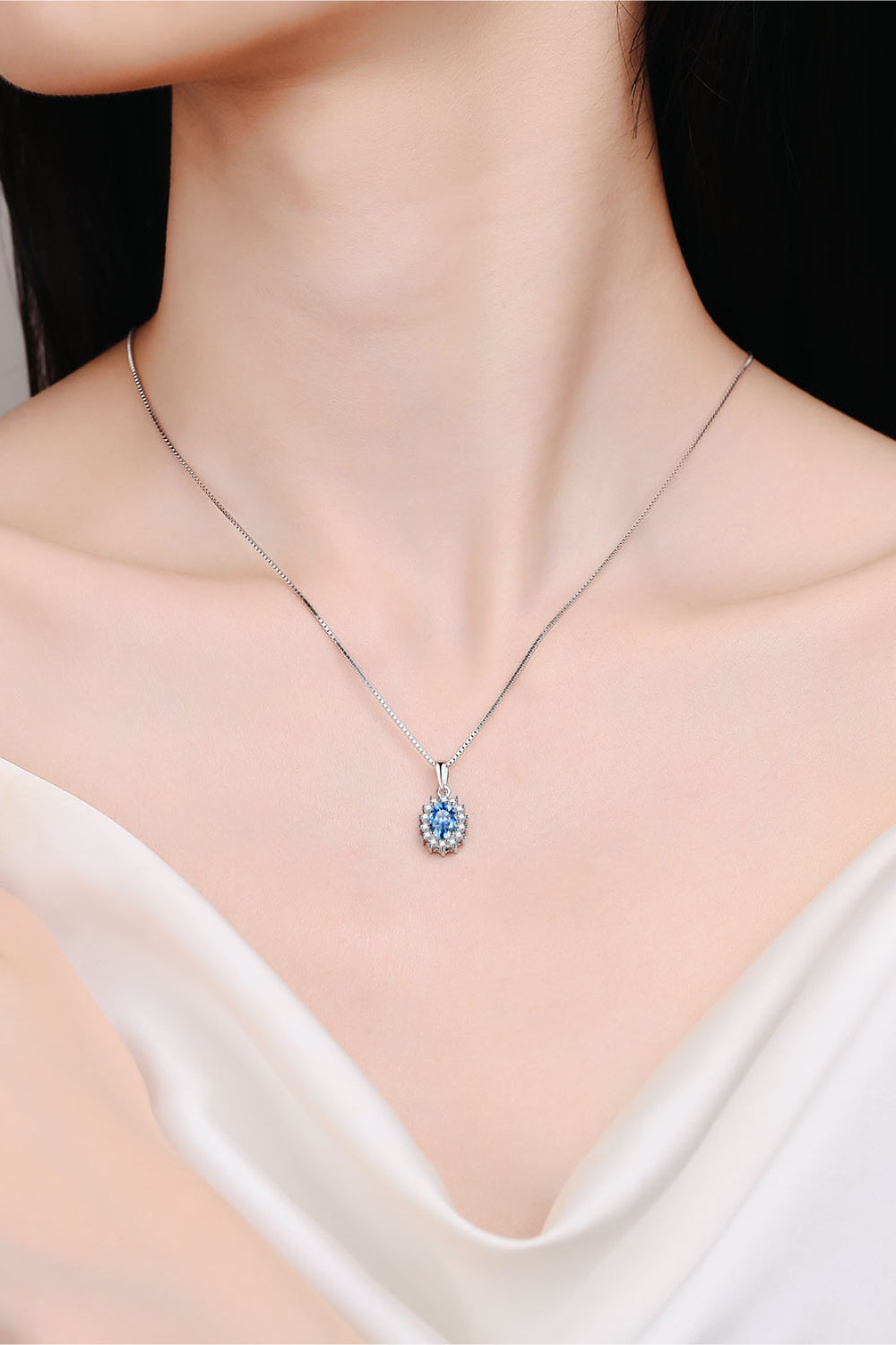 1 Carat Moissanite 925 Sterling Silver Necklace SETEPENRA .