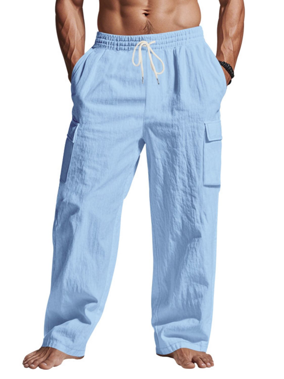 Men's Full Size Drawstring Pants with Pockets Plus Size SETEPENRA .