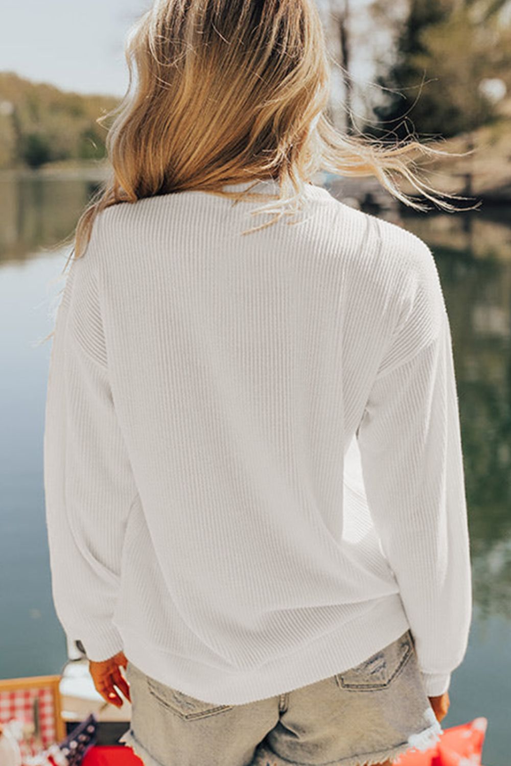 US Flag Corded Long Sleeve Sweatshirt SETEPENRA .