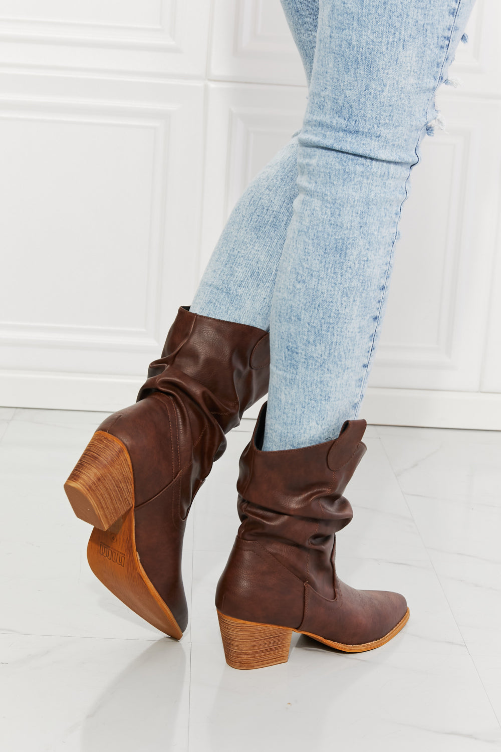 Maya Faye Scrunch Cowboy Boots In Brown SETEPENRA .