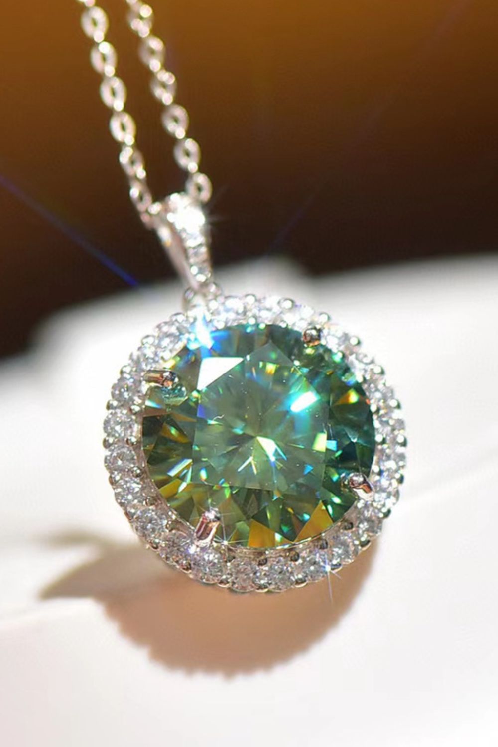 10 Carat Moissanite Pendant Platinum-Plated Necklace SETEPENRA .