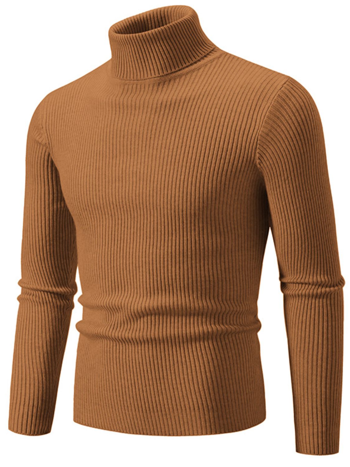 Men's Turtleneck Long Sleeve Ribbed Sweater SETEPENRA .