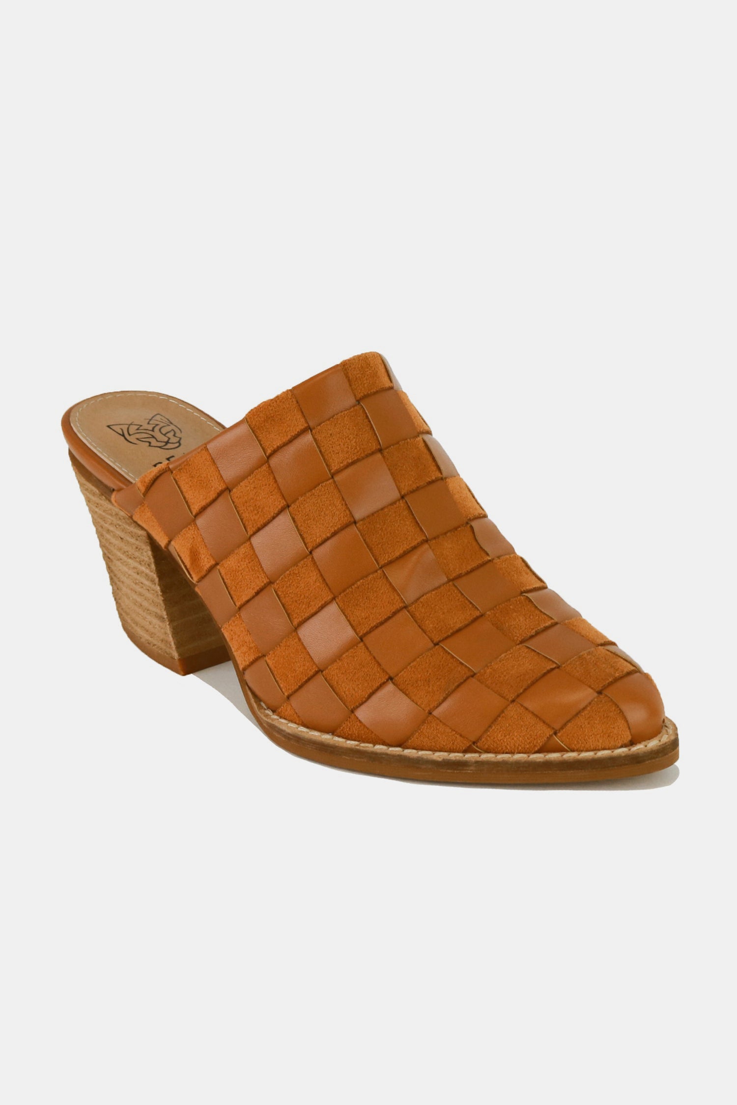 Rainway Park Woven Checkerboard Block Heel Mule Shoes (Caramel) SETEPENRA .