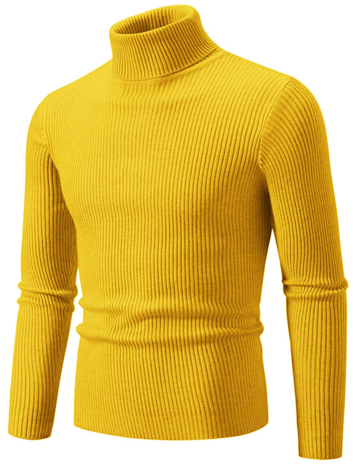 Men's Turtleneck Long Sleeve Ribbed Sweater SETEPENRA .