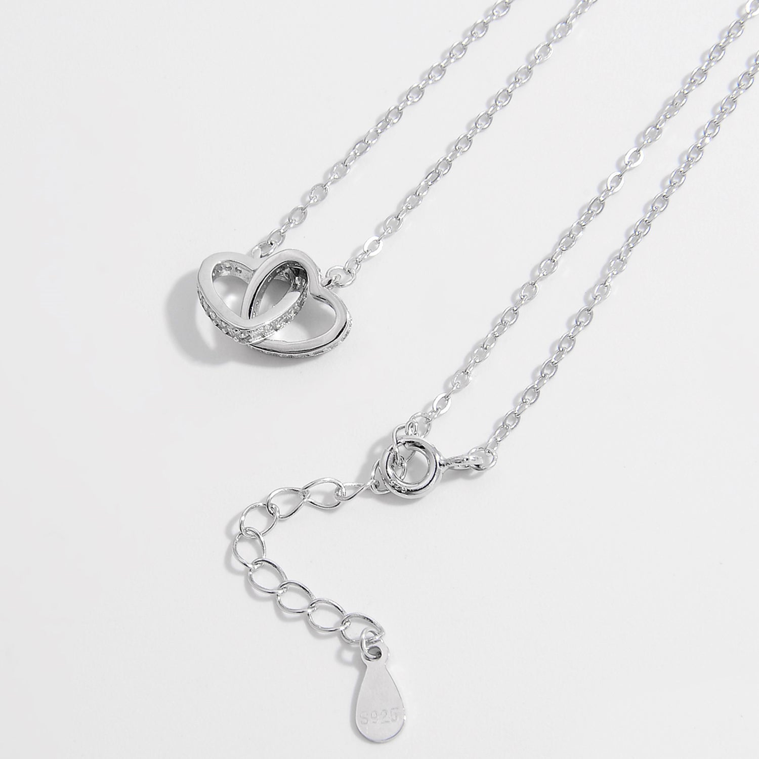 925 Sterling Silver Inlaid Zircon Heart Necklace SETEPENRA .
