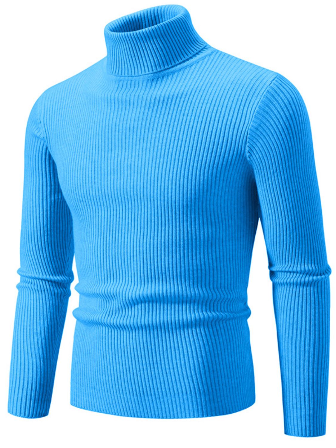 Men's Turtleneck Long Sleeve Ribbed Sweater SETEPENRA .