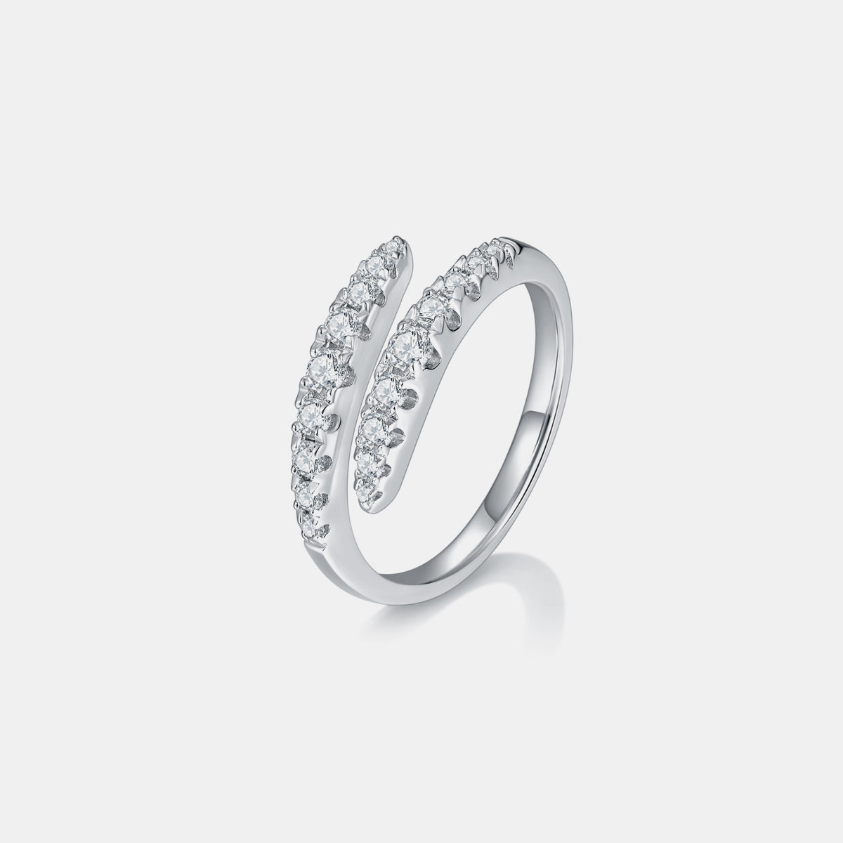 925 Sterling Silver Moissanite Bypass Ring SETEPENRA .