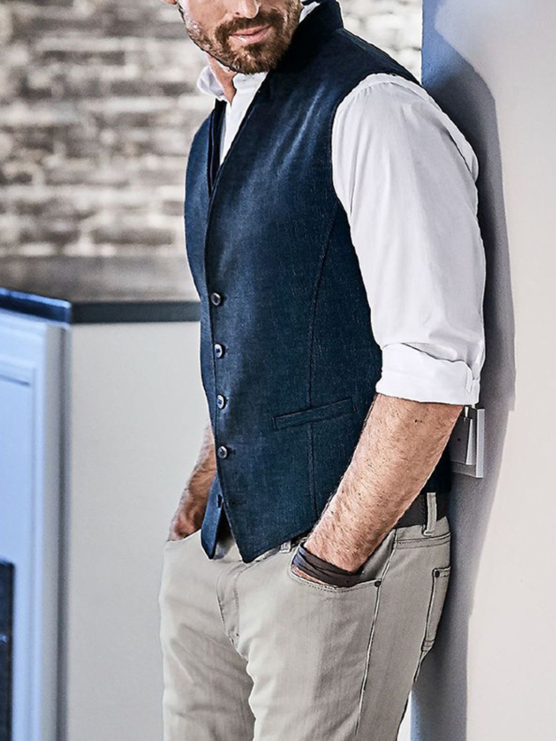 Men's Full Size Button Down Vest Plus Size SETEPENRA .