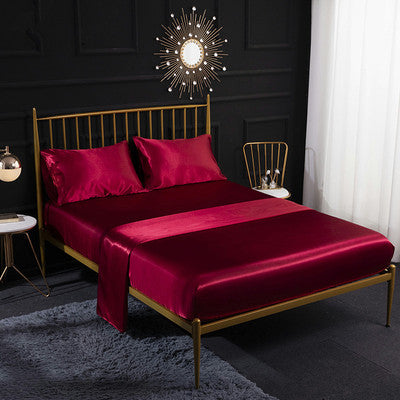 SETEPENRA 4-Piece Queen/King Size Satin Bedding Set With Fitted Sheet SETEPENRA .