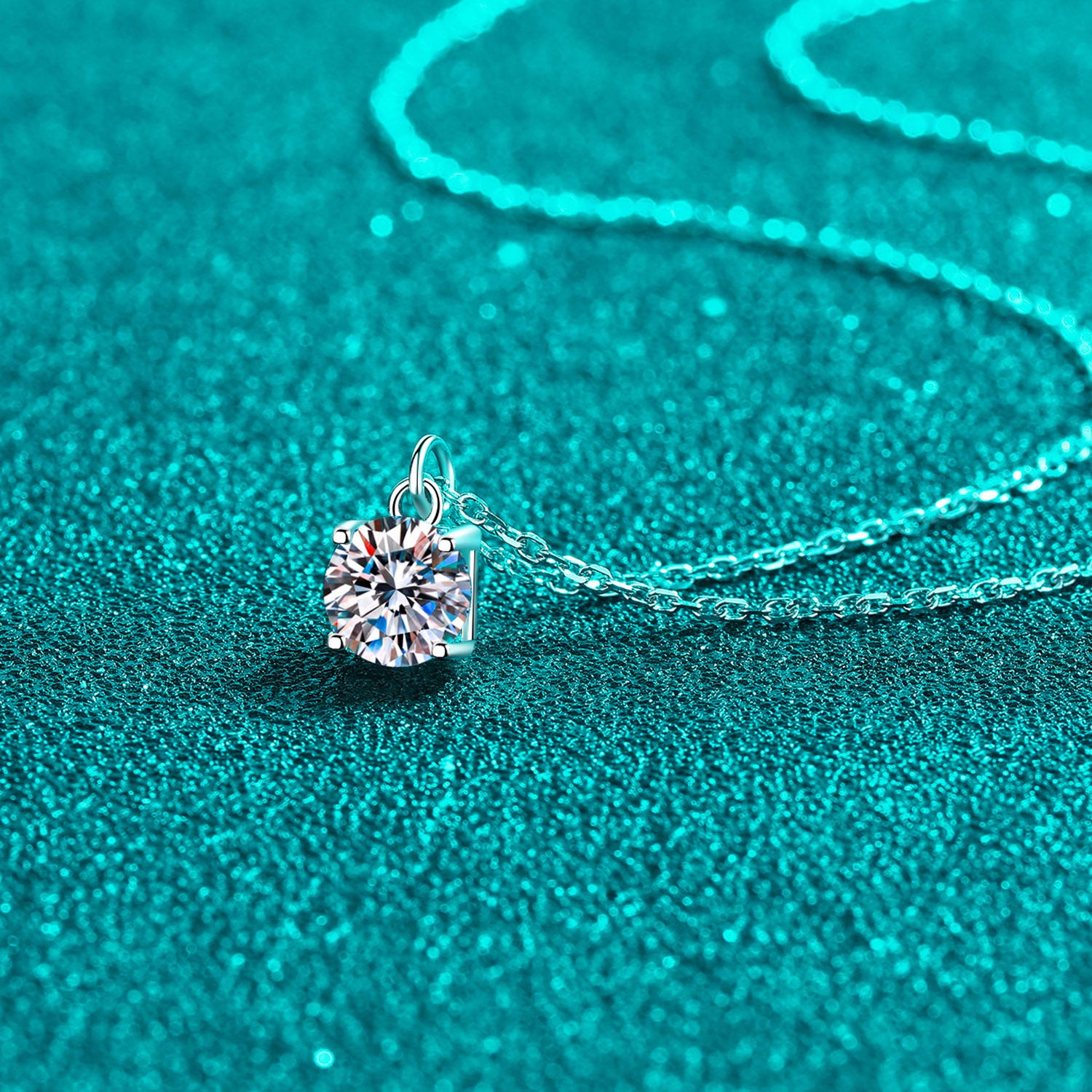 1 Carat Moissanite 925 Sterling Silver Necklace SETEPENRA .